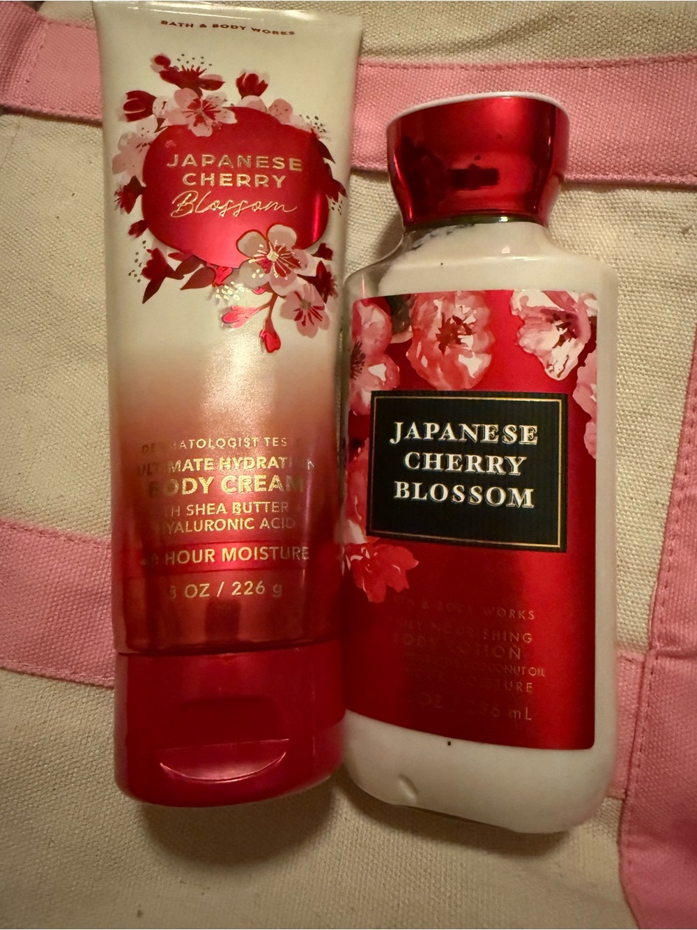Brand new Japanese cherry blossom body cream and body lotion set